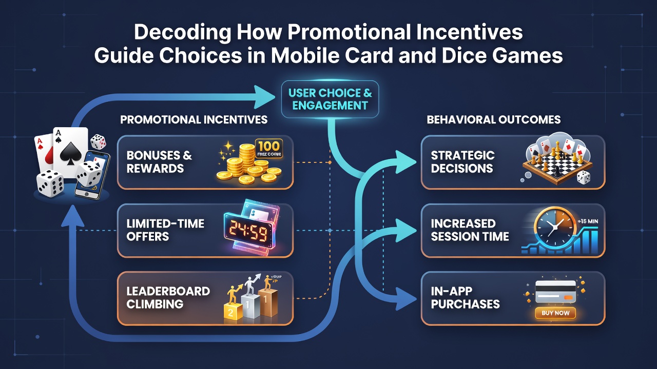 Graph depicting how promotional incentives affect choices in mobile card and dice games based on behavioral data