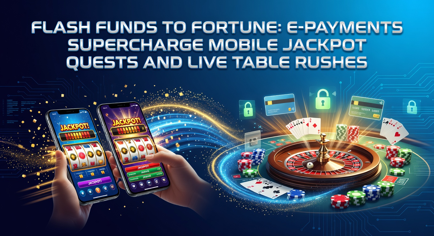 Smartphone mit blitzschnellen E-Zahlungs-Apps und leuchtenden Jackpot-Symbolen im Hintergrund, das den Übergang von schnellen Einzahlungen zu großen Gewinnen symbolisiert