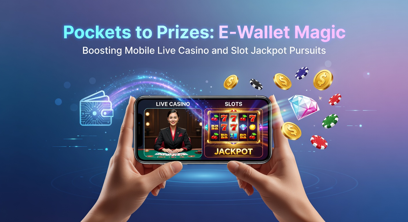 Live-Casino-Tisch mit Dealer und Spielern, die via E-Wallet wetten, umgeben von aufblinkenden Slot-Maschinen mit wachsenden Jackpots